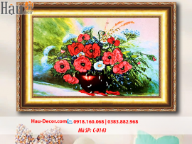 Kit tranh thêu ruy băng Lọ Hoa Nghệ Thuật C-0143