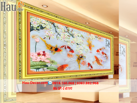 Kit tranh thêu ruy băng cửu ngư phát tài c-0191