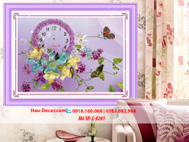 Kit tranh thêu ruy băng Đồng hồ Hoa Nghệ Thuật C-0201
