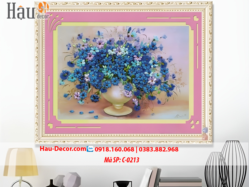Kit tranh thêu ruy băng Lọ Hoa Nghệ Thuật C-0213
