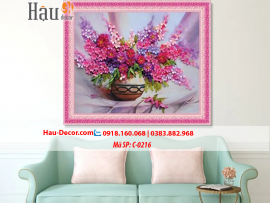Kit tranh thêu ruy băng Lọ Hoa Nghệ Thuật C-0216