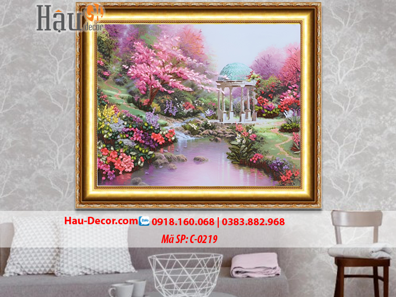 Kit tranh thêu ruy băng Cảnh Xuân Đẹp C-0219