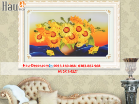 Kit tranh thêu ruy băng Lọ Hoa Hướng Dương C-0221