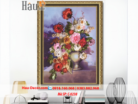 Kit tranh thêu ruy băng Lọ Hoa Nghệ Thuật C-0238