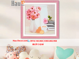 Kit tranh thêu ruy băng Lọ Hoa Nghệ Thuật C-0240