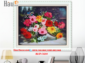Kit tranh thêu ruy băng Giỏ Hoa Nghệ Thuật C-0244