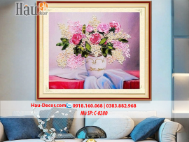 Kit tranh thêu ruy băng Lọ Hoa Nghệ Thuật C-0280