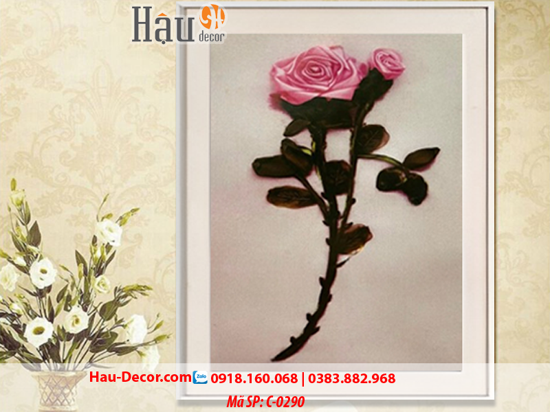 Kit tranh thêu ruy băng Bông Hoa Hồng C-0290