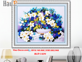 Kit tranh thêu ruy băng Lọ Hoa Nghệ Thuật C-0294