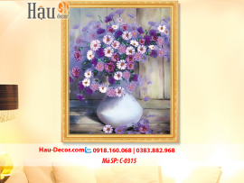 Kit tranh thêu ruy băng Lọ Hoa Cúc Họa Mi C-0315