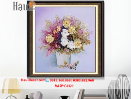 Kit tranh thêu ruy băng Lọ Hoa Nghệ Thuật C-0320
