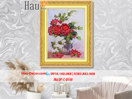 Kit tranh thêu ruy băng Lọ Hoa Nghệ Thuật C-0330