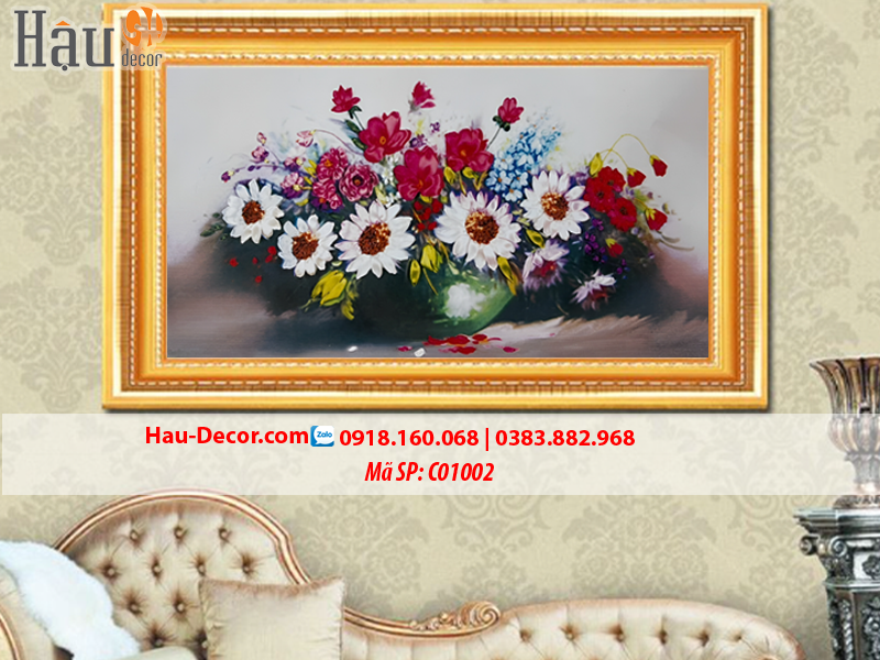 Kit tranh thêu ruy băng Lọ Hoa Nghệ Thuật C01002