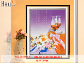 Kit tranh thêu ruy băng Hoa và Rượu Vang C01126