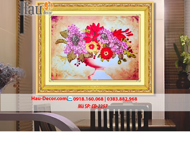 Kit tranh thêu ruy băng Lọ Hoa Nghệ Thuật CD-2257