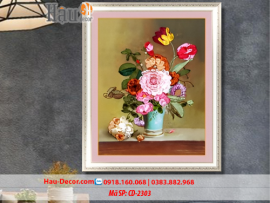 Kit tranh thêu ruy băng Lọ Hoa Nghệ Thuật CD-2303