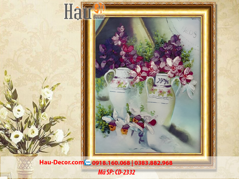 Kit tranh thêu ruy băng Lọ Hoa Nghệ Thuật CD-2332/ OS-082