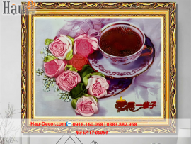 Kit tranh thêu ruy băng Thưởng Trà Ngắm Hoa CY-00054/ AD01-082