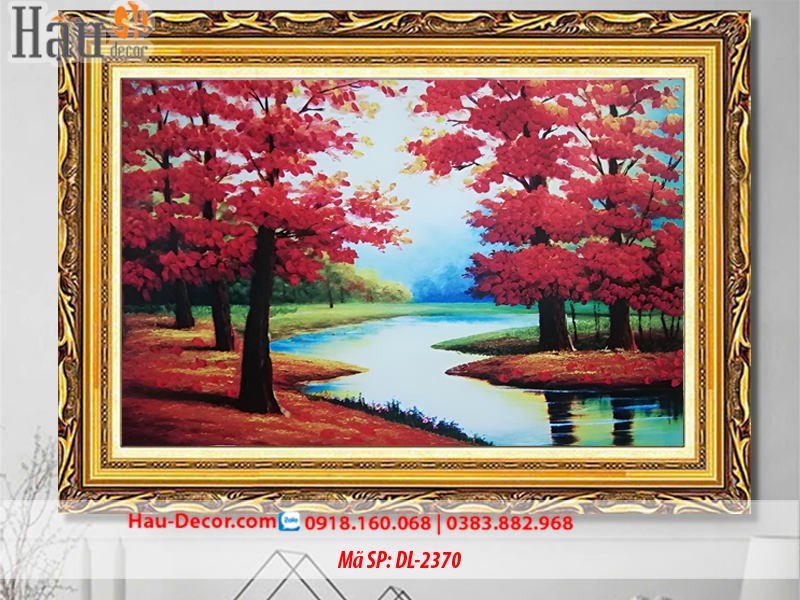 Kit tranh thêu ruy băng Cảnh Đẹp Rừng Thu Lá Đỏ DL-2370