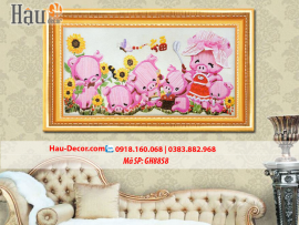 Kit tranh thêu ruy băng Gia Đình No Đủ GH8858