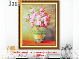 Kit tranh thêu ruy băng Chậu Cây Hoa Cẩm Tú Cầu H00005