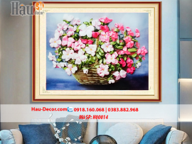 Kit tranh thêu ruy băng Giỏ Hoa Đẹp H00014