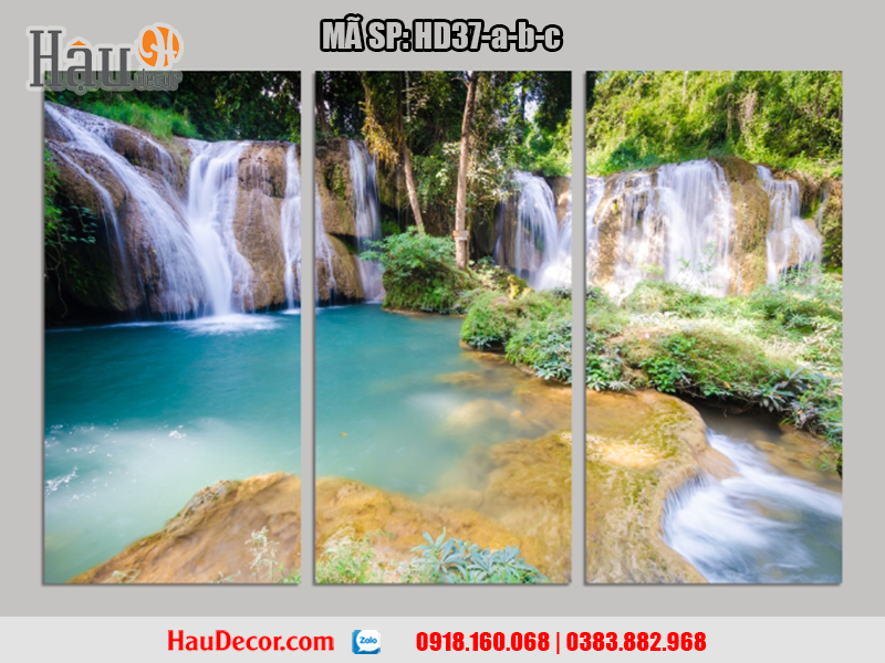 Tranh treo tường hiện đại 3D bộ 3 bức Thác Nước HD37-a-b-c
