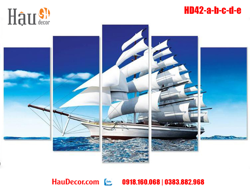 Tranh treo tường hiện đại bộ 5 bức Thuận Buồm Xuôi Gió HD42-a-b-c-d-e