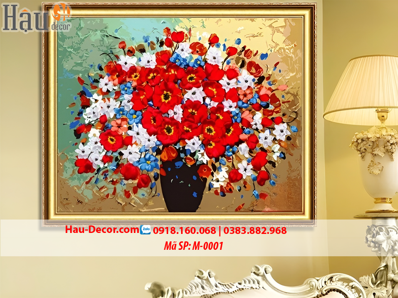 Kit tranh thêu ruy băng Lọ Hoa Nghệ Thuật M-0001