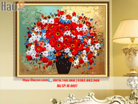 Kit tranh thêu ruy băng Lọ Hoa Nghệ Thuật M-0001