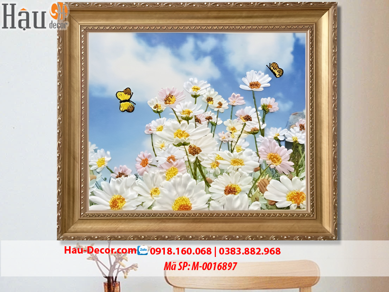 Kit tranh thêu ruy băng Cánh Đồng Hoa Cúc Họa Mi M-0016897