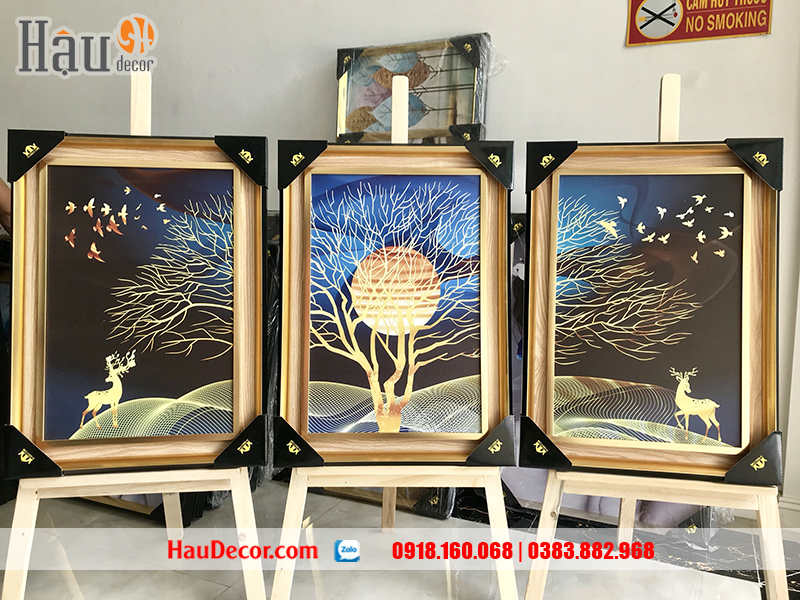 Tranh treo tường hiện đại 3D Hươu Tài Lộc N-HT-25