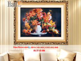 Kit tranh thêu ruy băng Lọ Hoa Quả OS-086