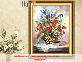 Kit tranh thêu ruy băng Giỏ Hoa Poppy Nghệ Thuật OS-095