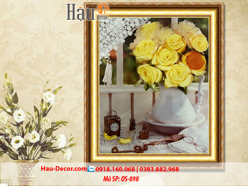 Kit tranh thêu ruy băng Lọ Hoa Nghệ Thuật OS-098
