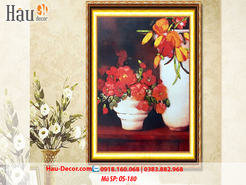 Kit tranh thêu ruy băng Lọ Hoa Nghệ Thuật OS-180