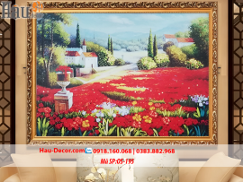 Kit tranh thêu ruy băng Cánh Đồng Hoa Đẹp OS-195