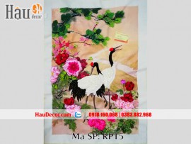 Tranh Thêu Ruy Băng Bình Tùng Hạc RP15