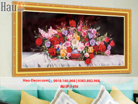Kit tranh thêu ruy băng Lọ Hoa Hồng Nghệ Thuật S-056