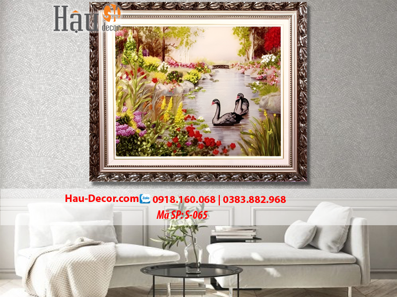 Kit tranh thêu ruy băng Hồ Thiên Nga S-065