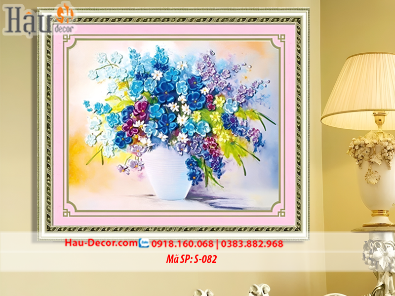 Kit tranh thêu ruy băng Lọ Hoa Nghệ Thuật S-082