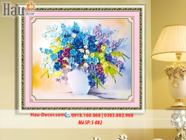 Kit tranh thêu ruy băng Lọ Hoa Nghệ Thuật S-082