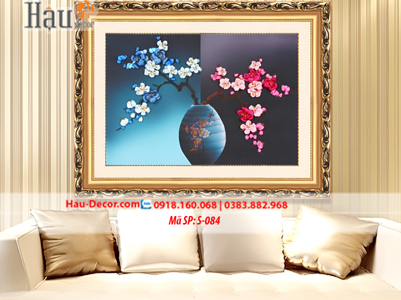 Kit tranh thêu ruy băng Lọ Hoa Nghệ Thuật S-084