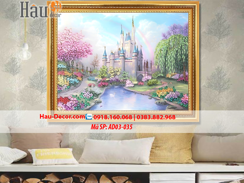 Kit tranh thêu ruy băng Lâu Đài Hạnh Phúc S-097
