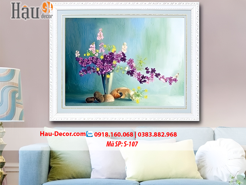 Kit tranh thêu ruy băng Lọ Hoa Nghệ Thuật S-107