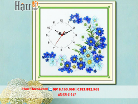Kit tranh thêu ruy băng Đồng Hồ Hoa Xanh Nghệ Thuật S-141
