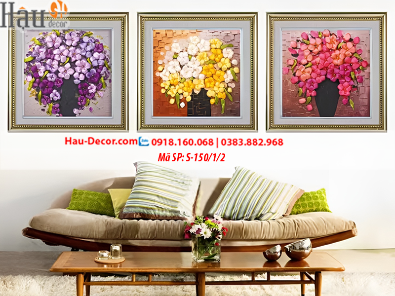 Kit tranh thêu ruy băng Bộ 3 bức Lọ Hoa Nghệ Thuật S-150 & S-151 & S-152