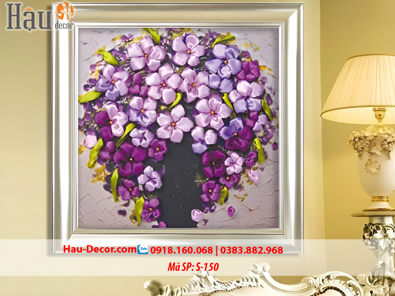 Kit tranh thêu ruy băng Lọ Hoa Nghệ Thuật S-150