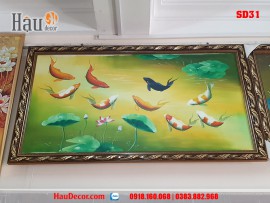 Tranh Sơn dầu Cửu NGư Quần Hội SD31 đã có khung