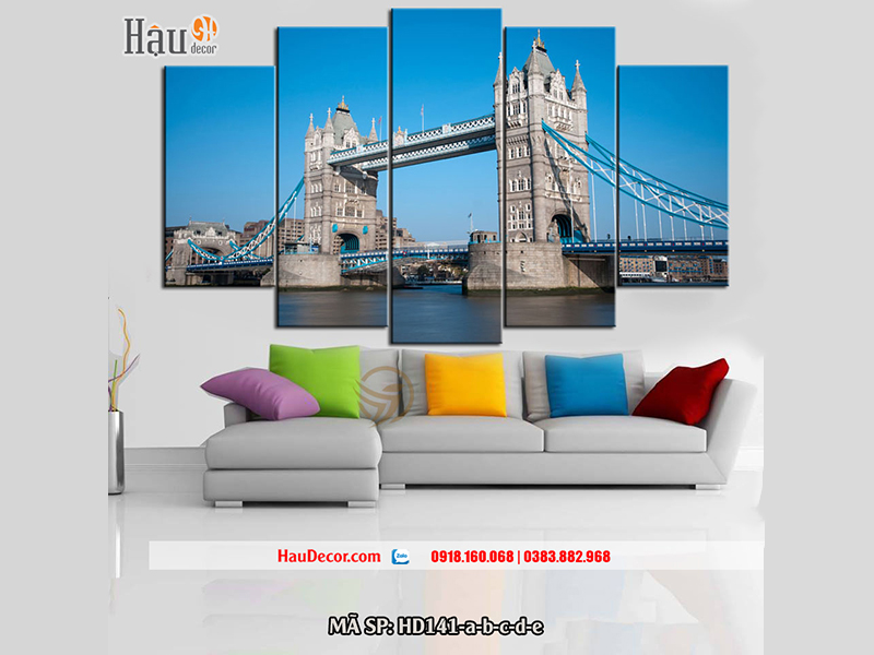 Tranh treo tường hiện đại 3D bộ 5 bức Cầu Tháp London HD141-a-b-c-d-e